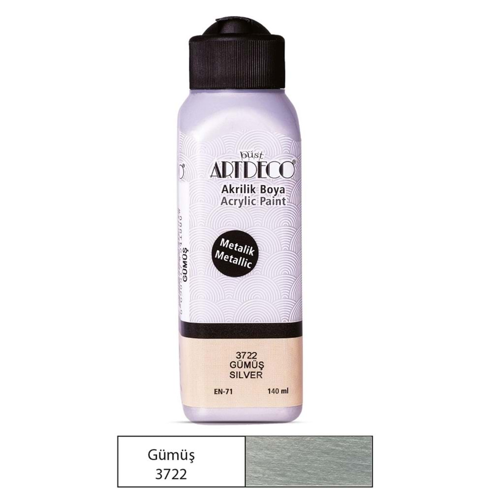 ARTDECO AKRİLİK BOYA METALİK GÜMÜŞ 140 ML