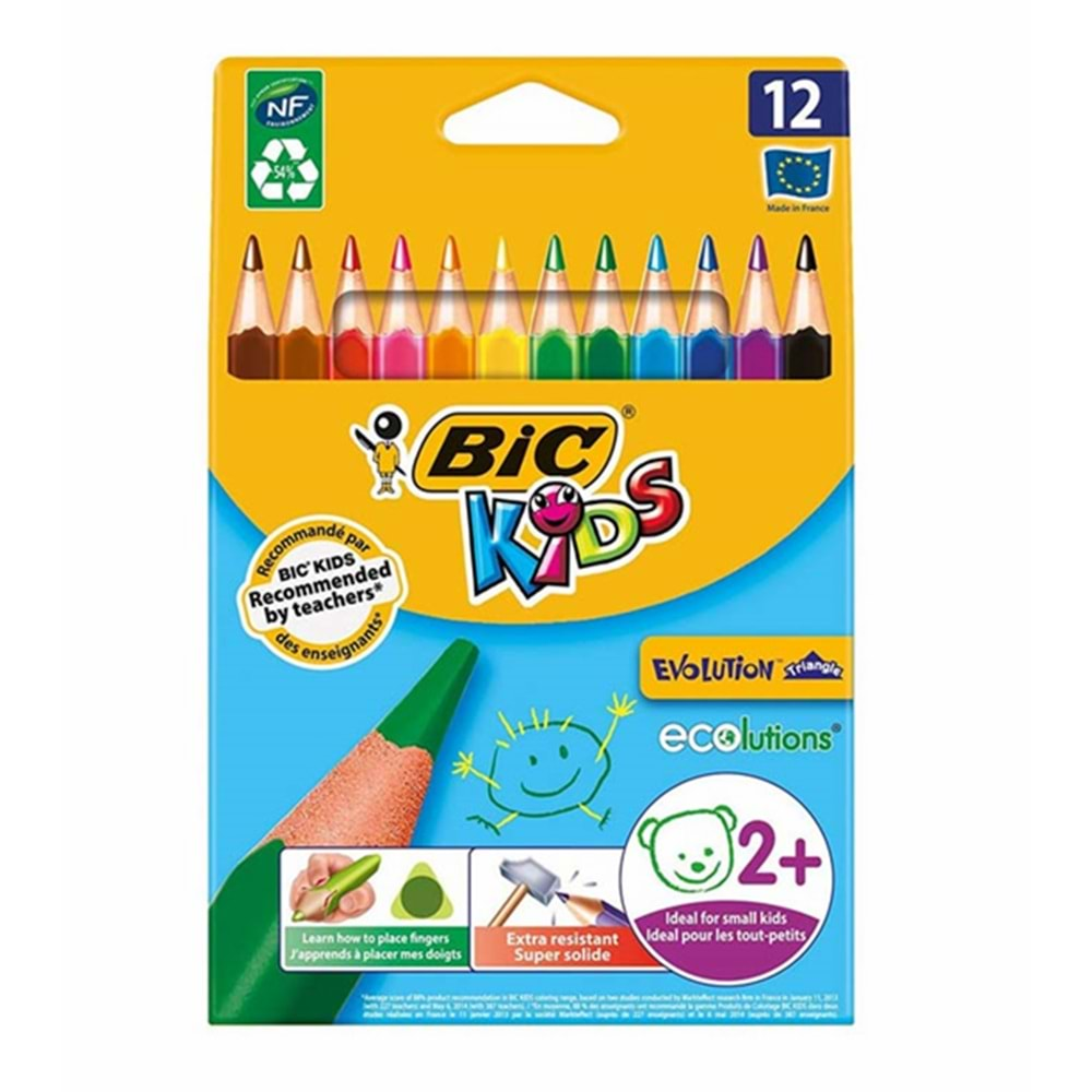 BIC EVOLUTION KURU BOYA JUMBO ÜÇGEN 12 RENK