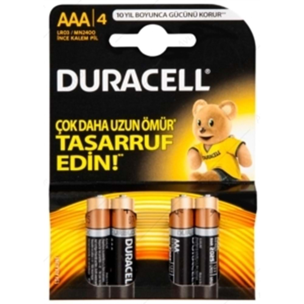 DURACELL İNCE KALEM PİL 4 LÜ AAA LR03 MN2400