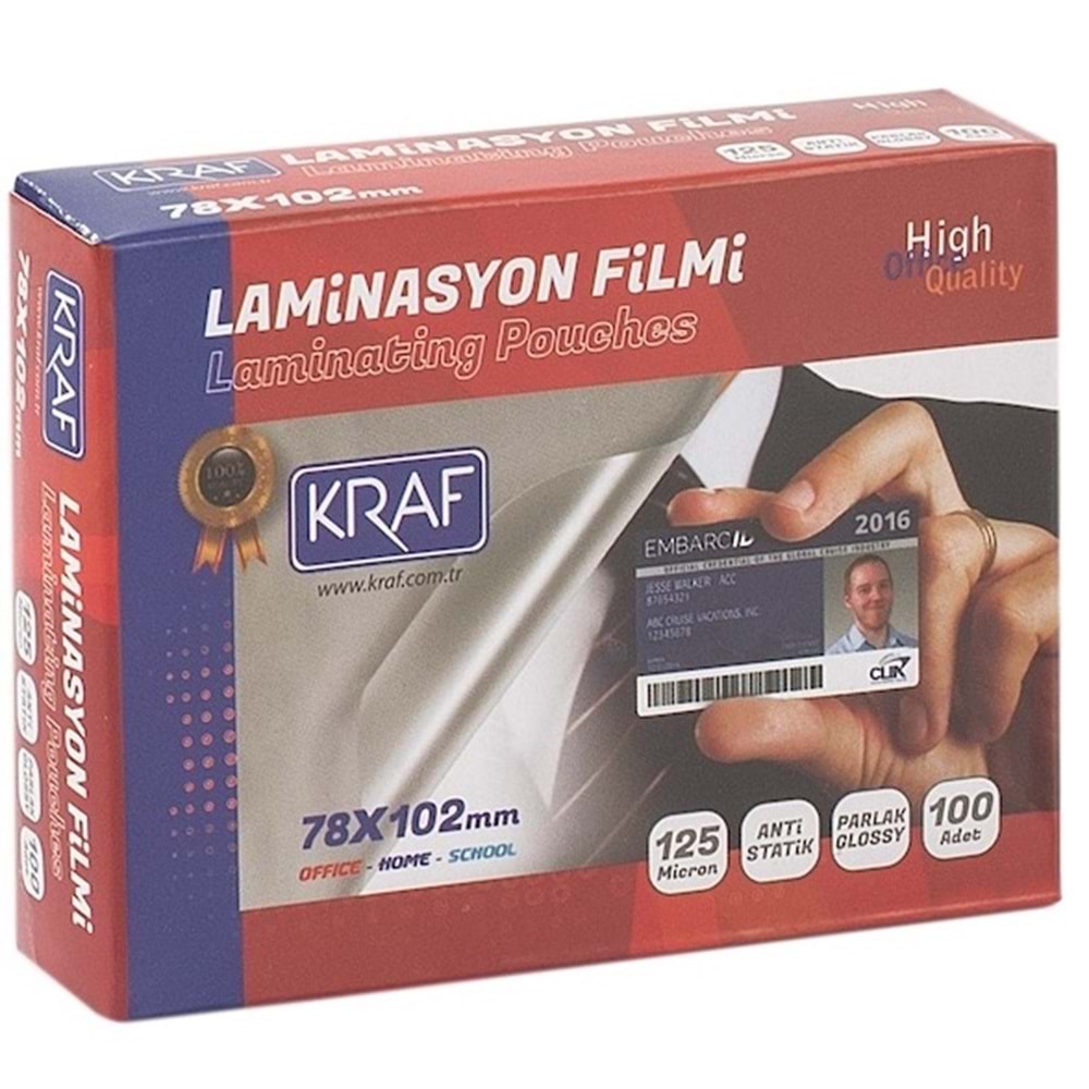 KRAF LAMİNASYON FİLMİ 125 MİCRON 78*102 MM