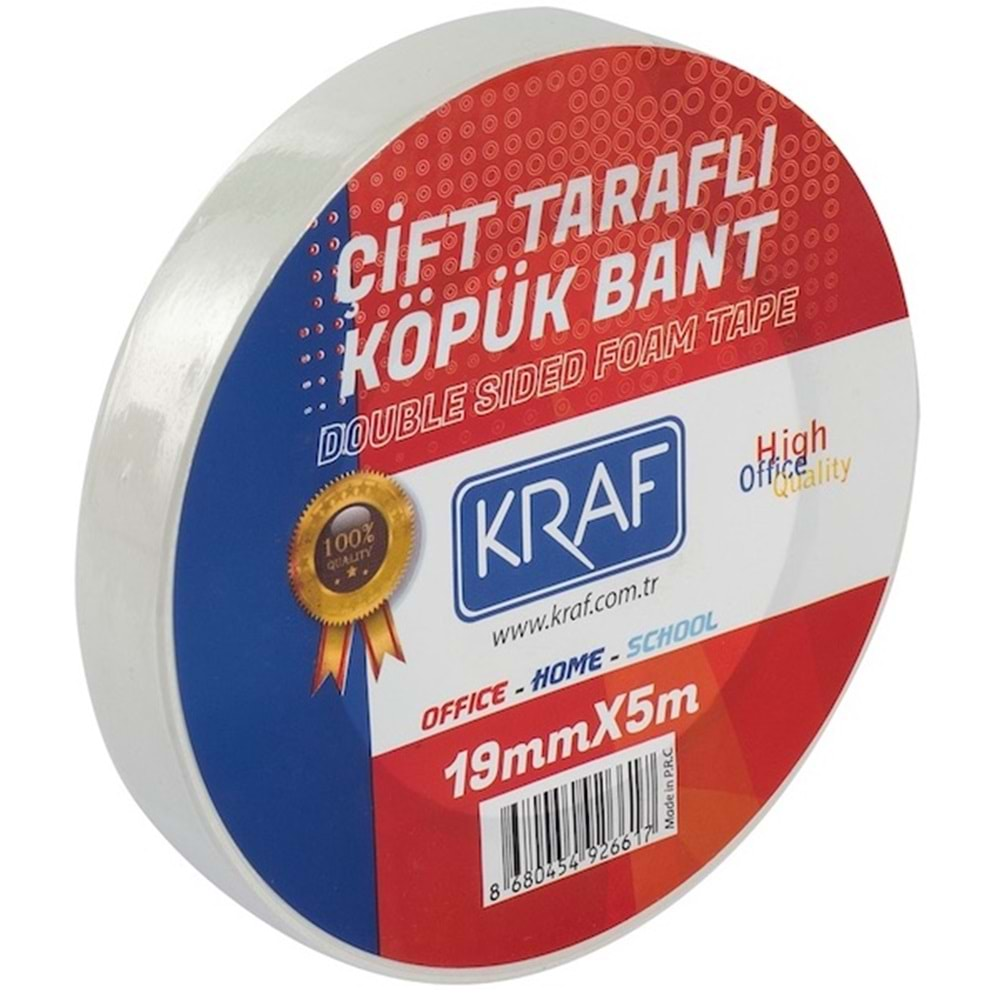 KRAF ÇİFT TARAFLI KÖPÜK BANT 19*5 MT