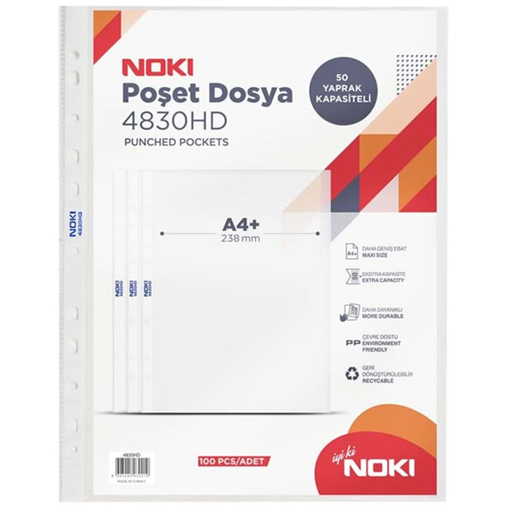 NOKI DELİKLİ POŞET DOSYA 100 LÜ (HD)