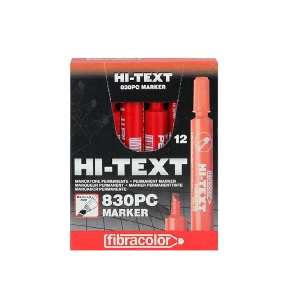 HI-TEXT KIRMIZI 830 PC KESİK UÇ PERMANENT MARKÖR