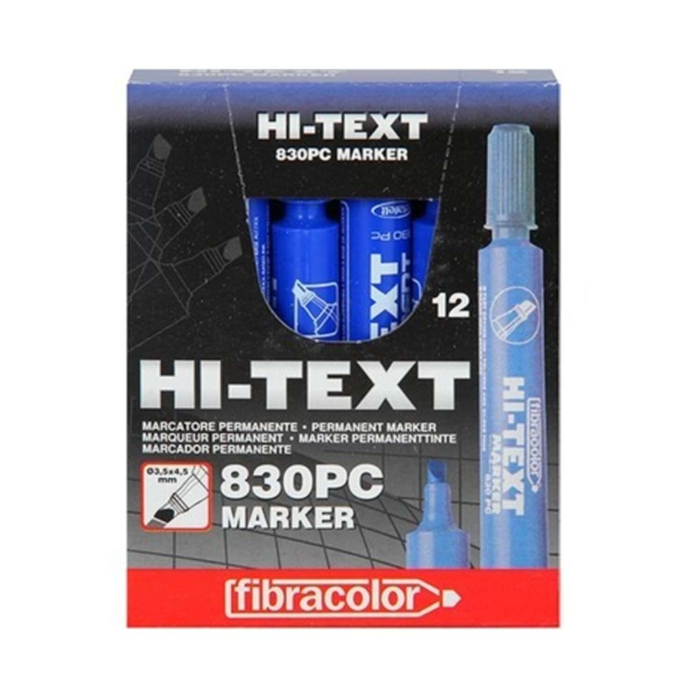 HI-TEXT MAVİ 830 PC KESİK UÇ PERMANENT MARKÖR