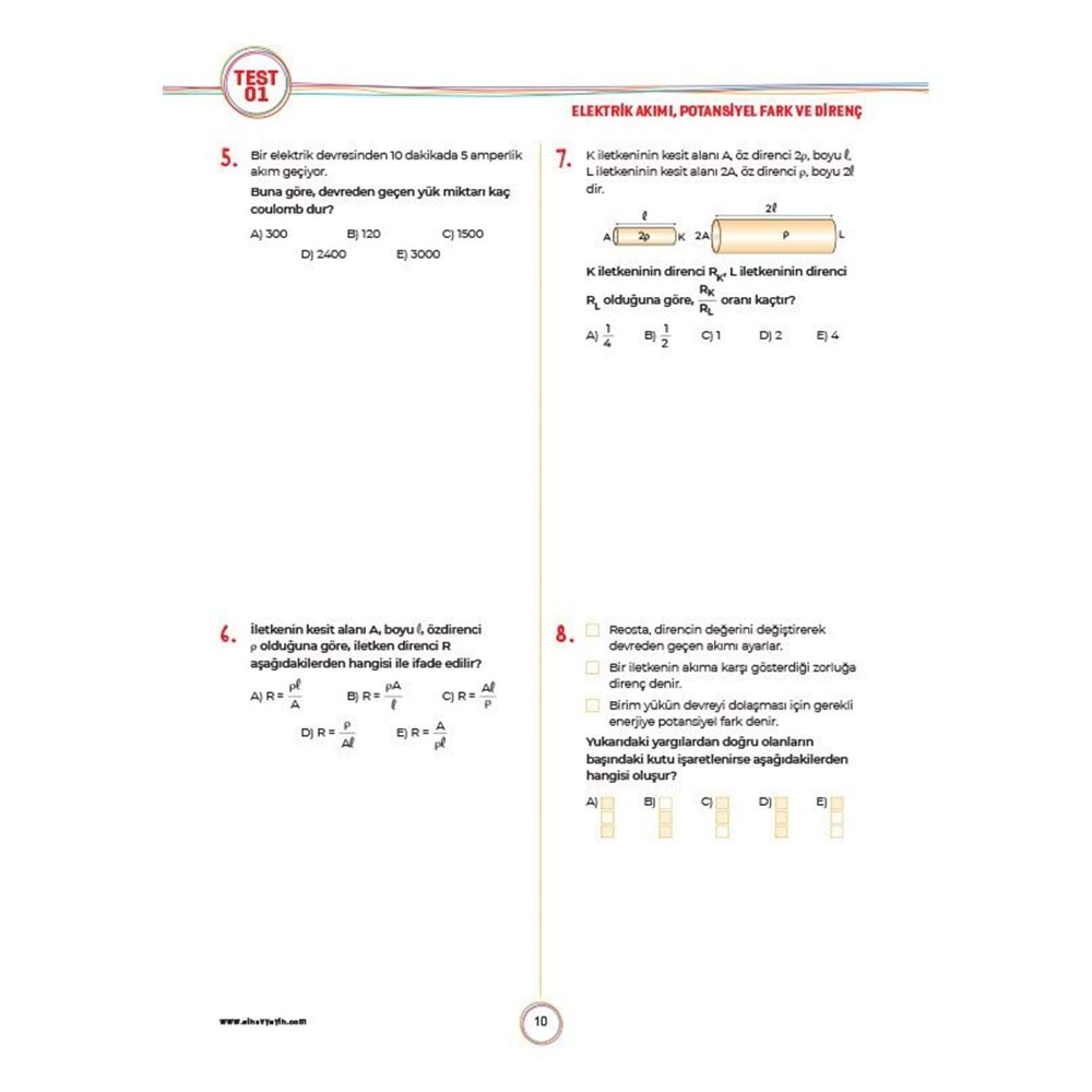 Sınav 10. Sınıf Fizik Soru Bankası
