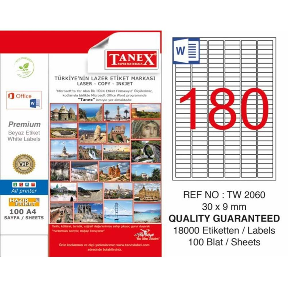 TANEX LASER ETİKET 30*9 MM TW-2060