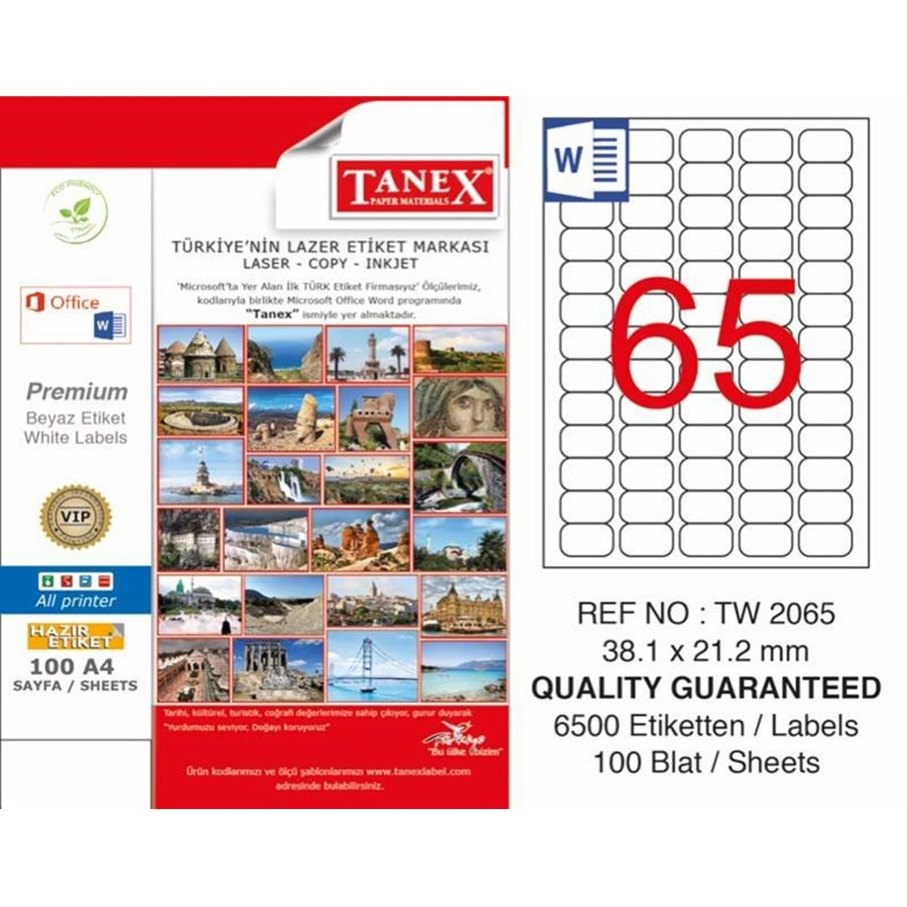 TANEX LASER ETİKET 38.1*21.2 TW-2065