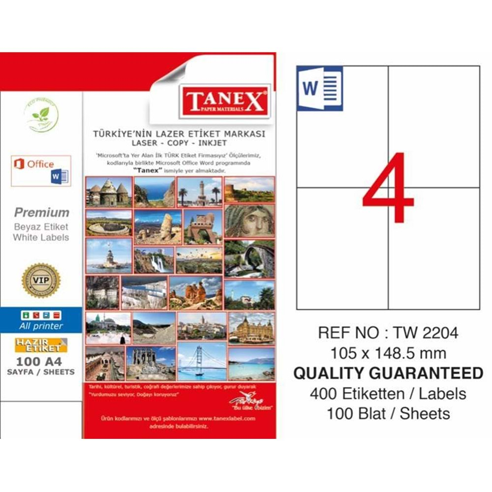 TANEX LASER ETİKET 105*148.5 TW-2204