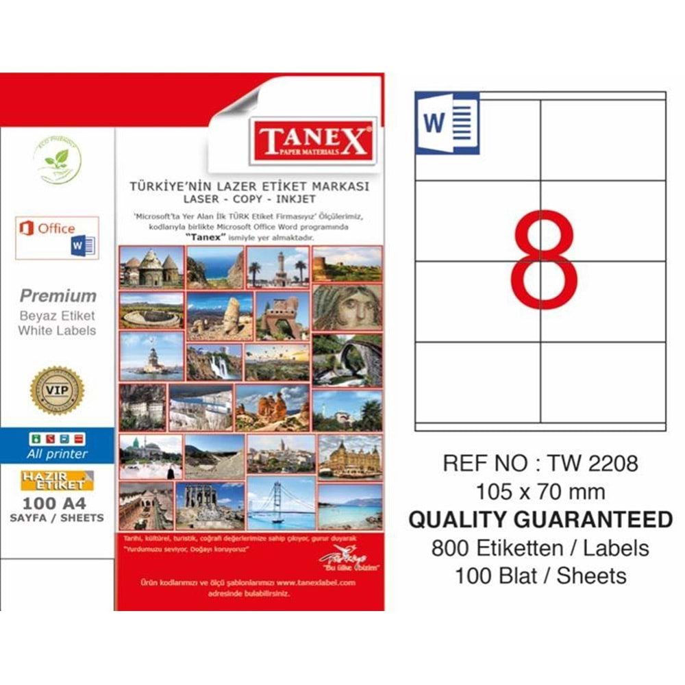 TANEX LASER ETİKET 105*70 MM TW-2208