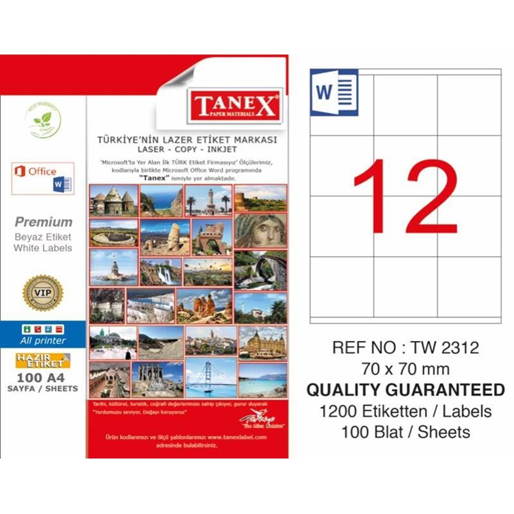 TANEX LASER ETİKET 70*70 MM TW-2312