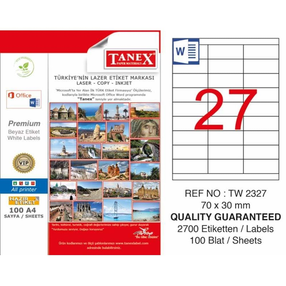 TANEX LASER ETİKET 70*30 MM TW-2327