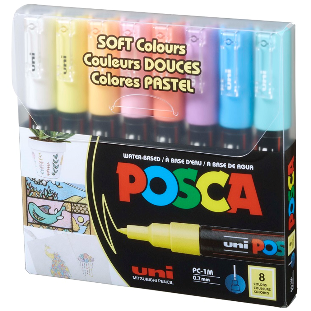 UNIBALL POSCA POSTER MARKÖRÜ PC-1M 0.7 MM 8 Lİ PASTEL RENKLER