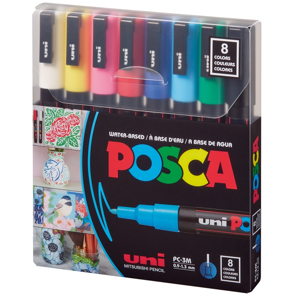 UNIBALL POSCA POSTER MARKÖRÜ PC-3M SET 8 Lİ ANA RENKLER