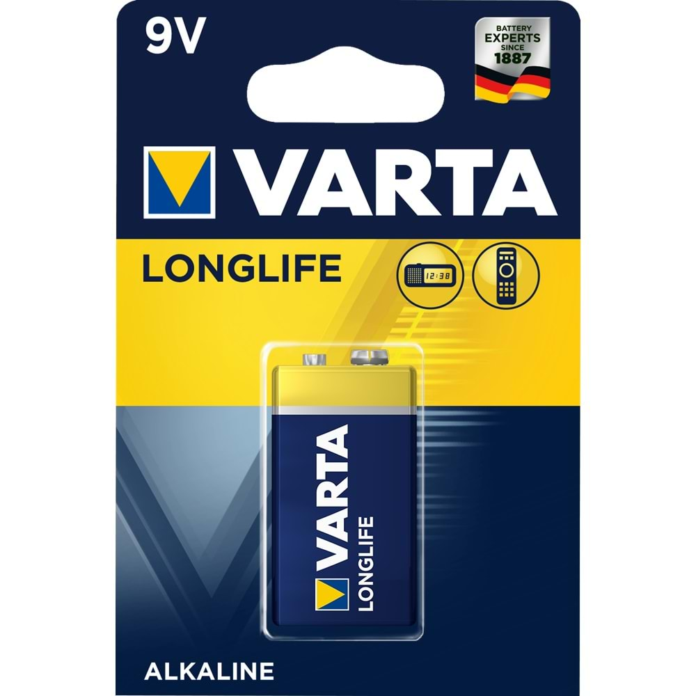 VARTA LONGLIFE 9 VOLT PİL TEKLİ 6LP3146 MN1604