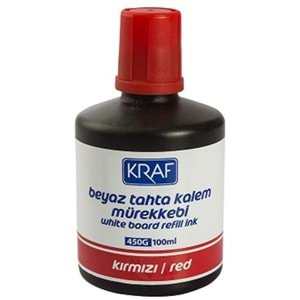 KRAF BEYAZ TAHTA KALEM MÜREKKEBİ 100 ML KIRMIZI