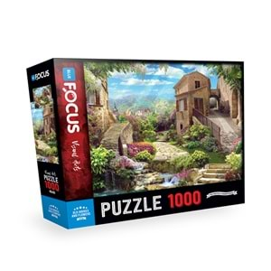 BLUE FOCUS PUZZLE 1000 PARÇA ESKİ EVLER ve ÇİÇEKLER