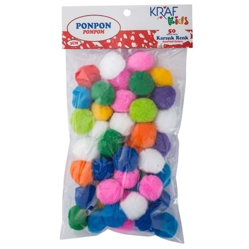 KRAF KIDS PONPON 3 CM 50 Lİ