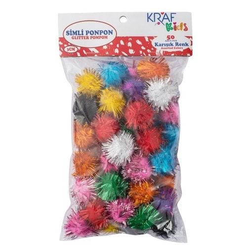 KRAF KIDS SİMLİ PONPON 3 CM 50 Lİ