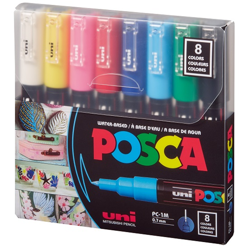 UNIBALL POSCA POSTER MARKÖRÜ PC-1M 0.7 MM 8 Lİ ANA RENKLER