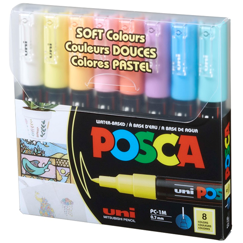 UNIBALL POSCA POSTER MARKÖRÜ PC-1M 0.7 MM 8 Lİ PASTEL RENKLER