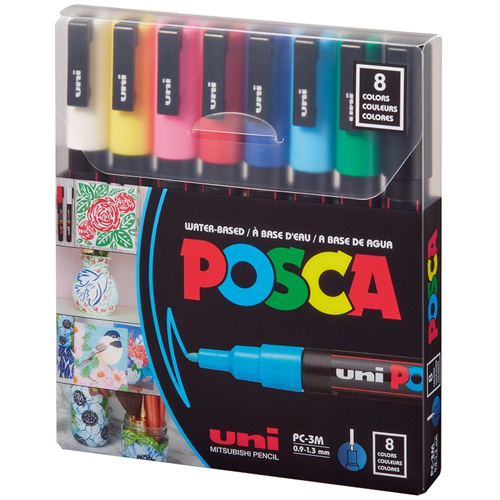 UNIBALL POSCA POSTER MARKÖRÜ PC-3M SET 8 Lİ ANA RENKLER