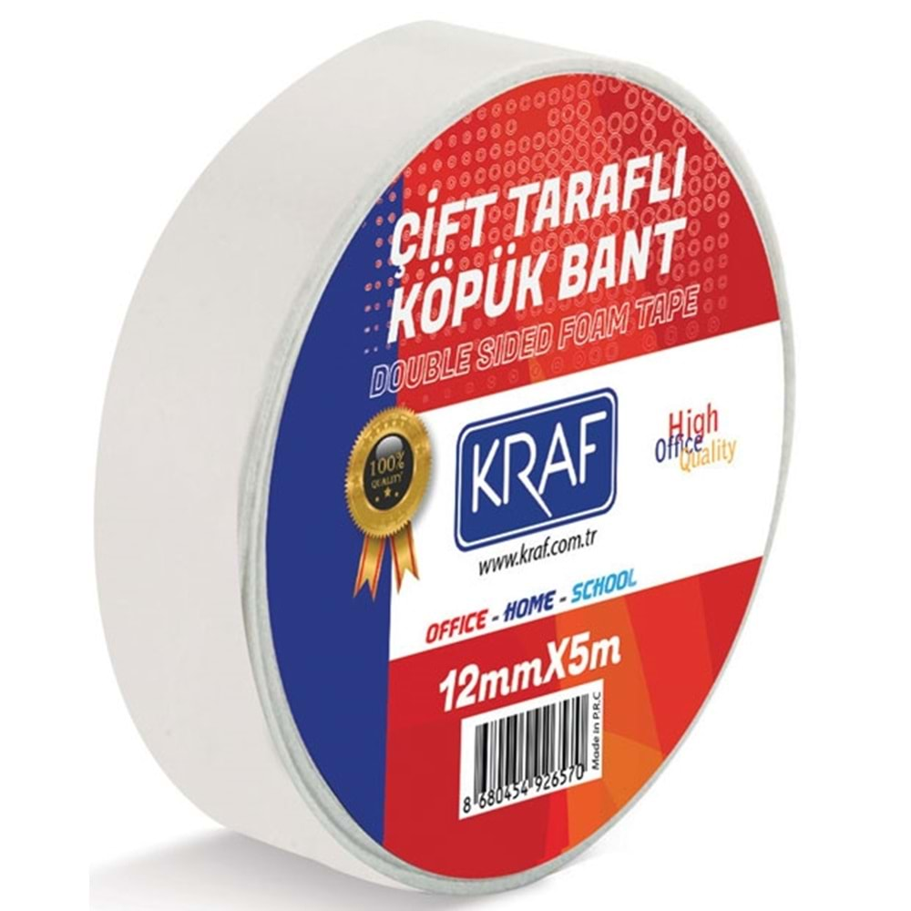 KRAF ÇİFT TARAFLI KÖPÜK BANT 12*5 MT