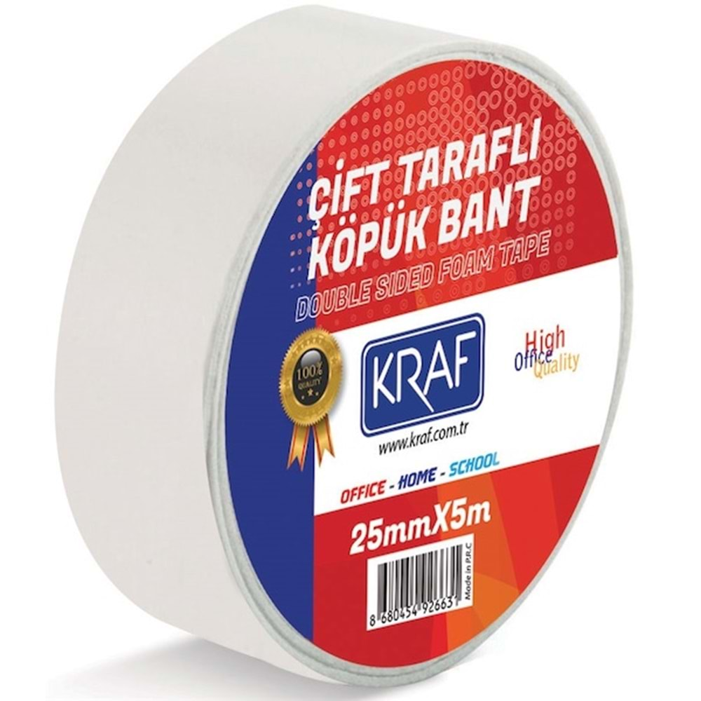 KRAF ÇİFT TARAFLI KÖPÜK BANT 25*5 MT