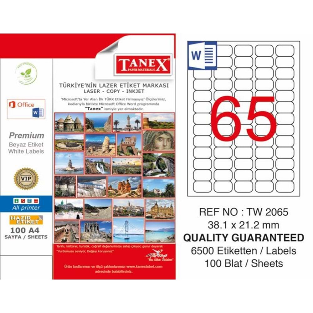 TANEX LASER ETİKET 38.1*21.2 TW-2065