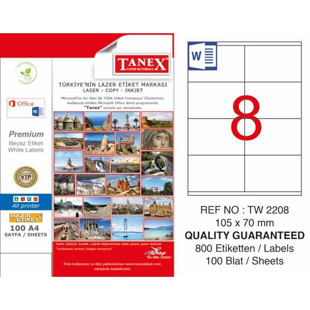 TANEX LASER ETİKET 105*70 MM TW-2208